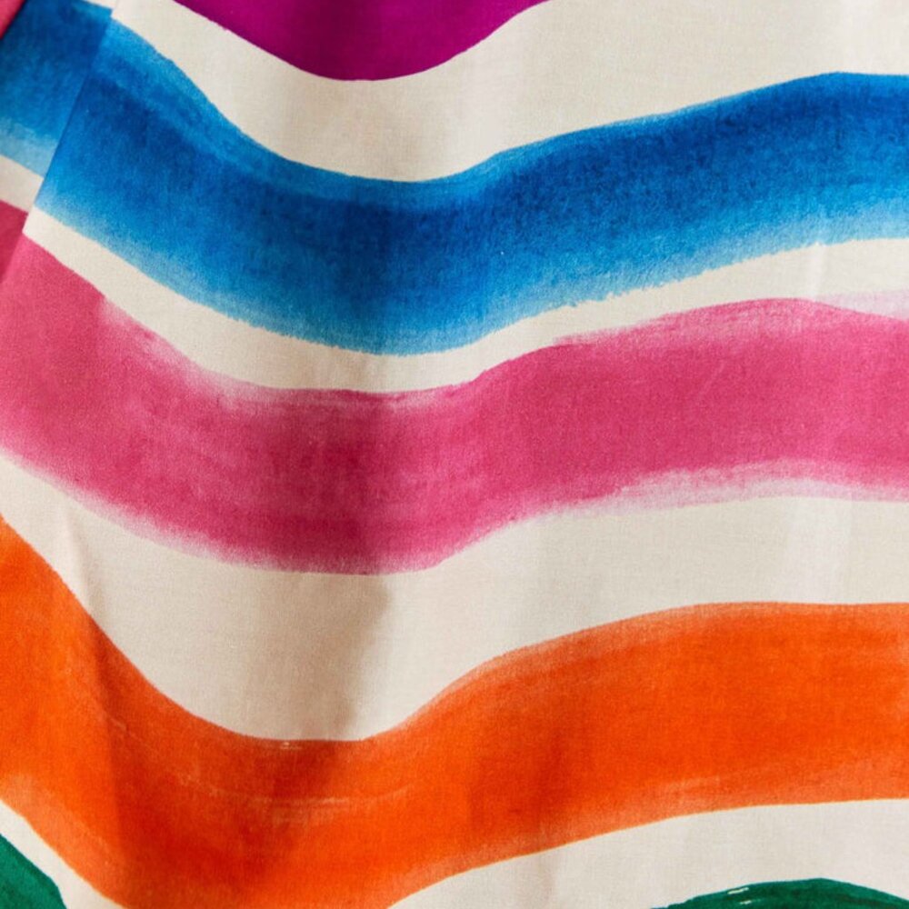 Farm Rio Dancing Stripes Puff Sleeve Crop Top EUC - Picture 2 of 4